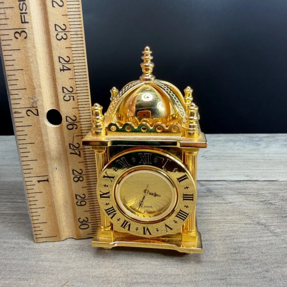 Bulova 1988 Miniature Gold Tone Dome Carriage Limited Edition Lantern Clock ASIS